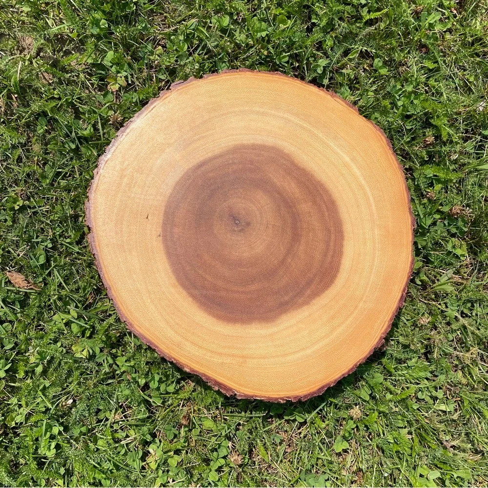 ACACIA COLLECTION Handcrafted Wooden Wood Slice Raw Edge Serving Tray Bowl